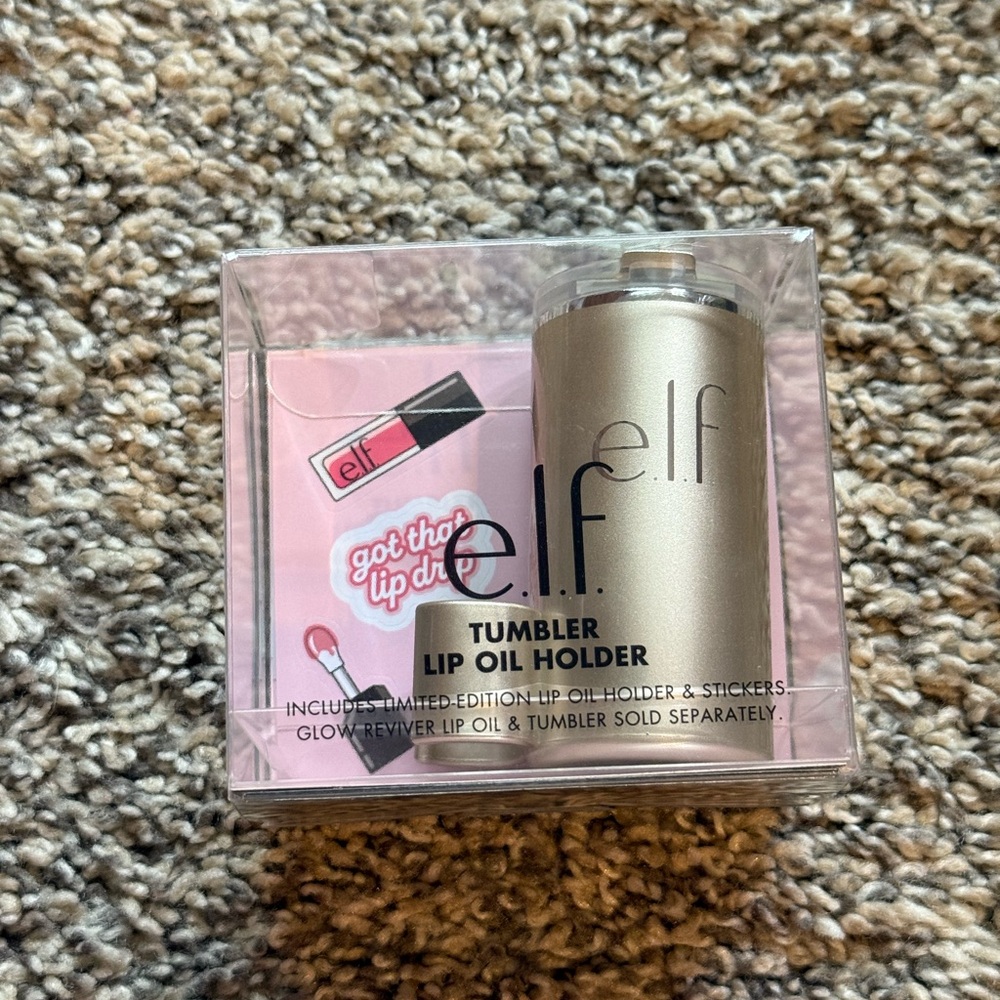 NEW Elf x Stanley Tumbler Lip Oil Holder. Color gold.